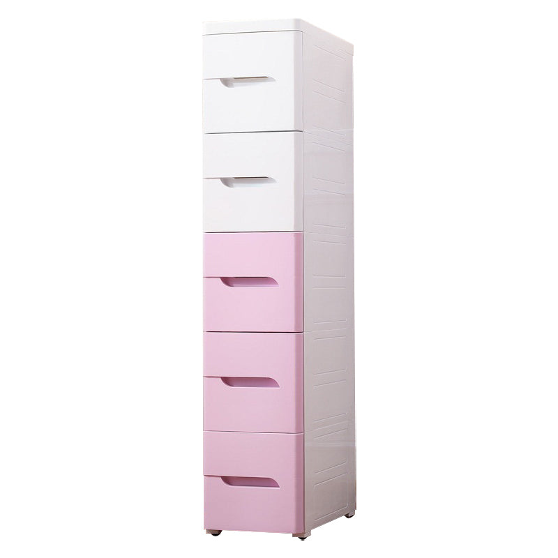 5 Drawers Vertical Kids Nightstand Modernism Plastic Nursery Dresser for Bedroom