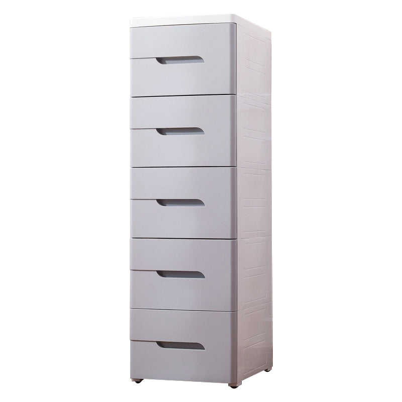 5 Drawers Vertical Kids Nightstand Modernism Plastic Nursery Dresser for Bedroom