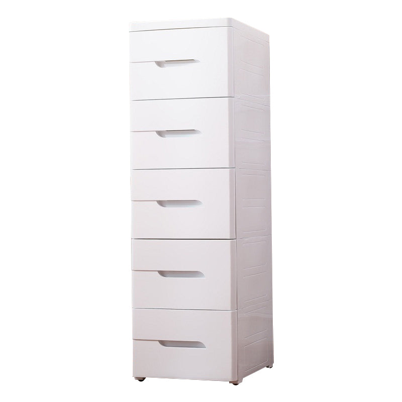 5 Drawers Vertical Kids Nightstand Modernism Plastic Nursery Dresser for Bedroom