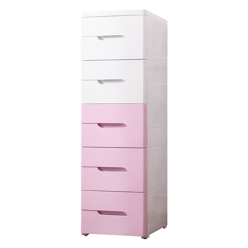 5 Drawers Vertical Kids Nightstand Modernism Plastic Nursery Dresser for Bedroom