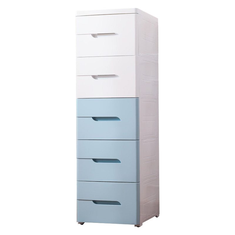 5 Drawers Vertical Kids Nightstand Modernism Plastic Nursery Dresser for Bedroom