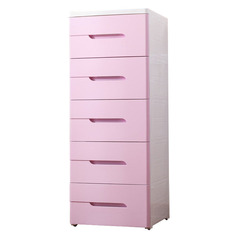 5 Drawers Vertical Kids Nightstand Modernism Plastic Nursery Dresser for Bedroom