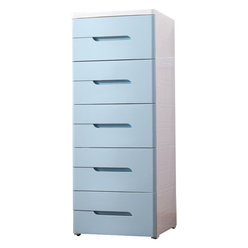 5 Drawers Vertical Kids Nightstand Modernism Plastic Nursery Dresser for Bedroom