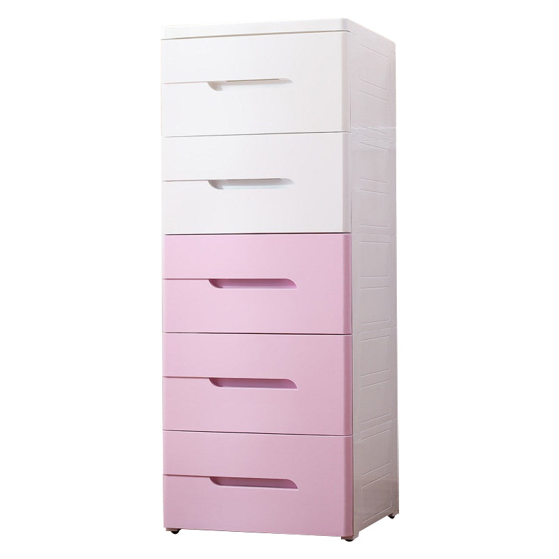 5 Drawers Vertical Kids Nightstand Modernism Plastic Nursery Dresser for Bedroom