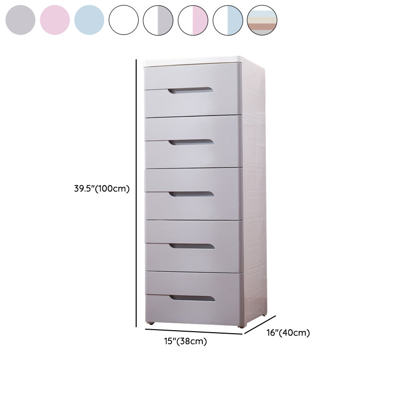 5 Drawers Vertical Kids Nightstand Modernism Plastic Nursery Dresser for Bedroom