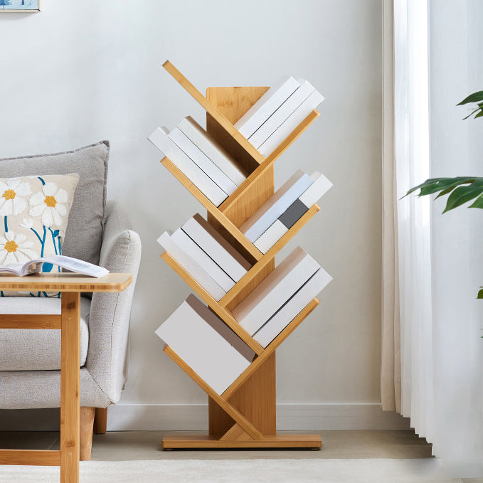 Contemporary Standard Bookcase Bamboo Bookcase Freestanding Open Shelf