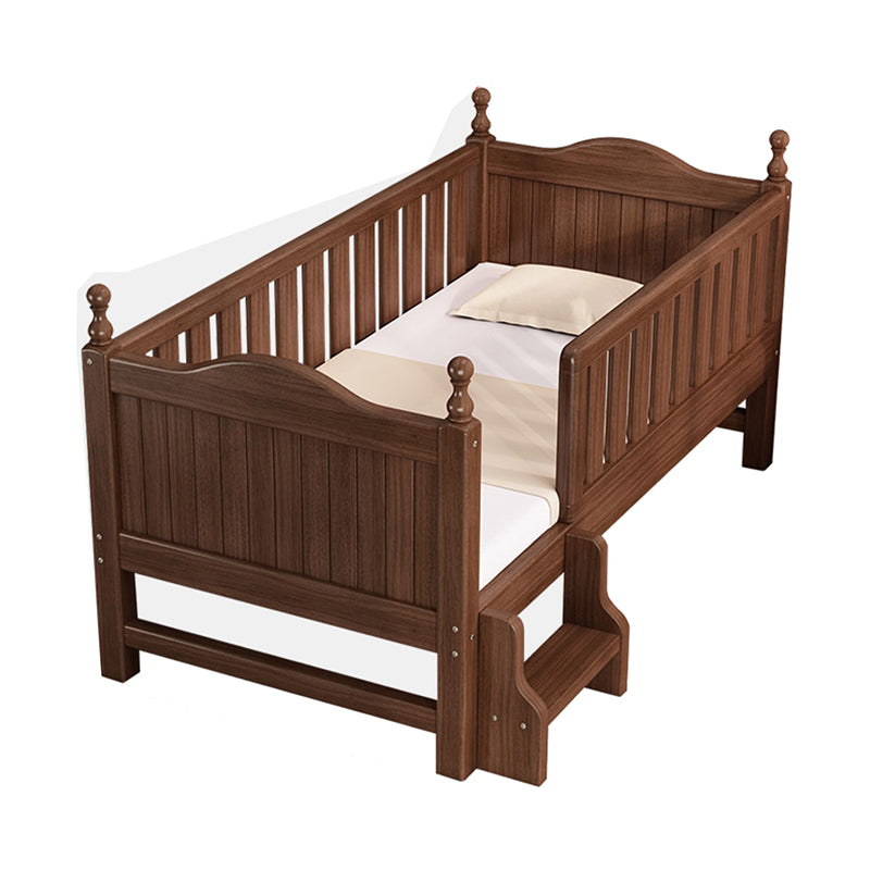 Solid Wood Baby Crib Traditional Beech Nursery Bed with Guardrails