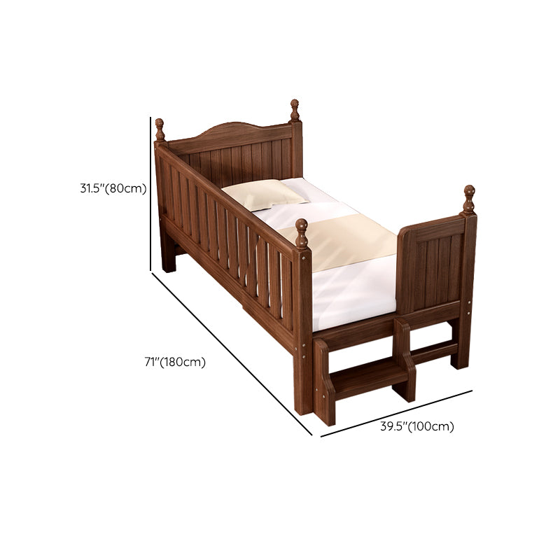 Solid Wood Baby Crib Traditional Beech Nursery Bed with Guardrails