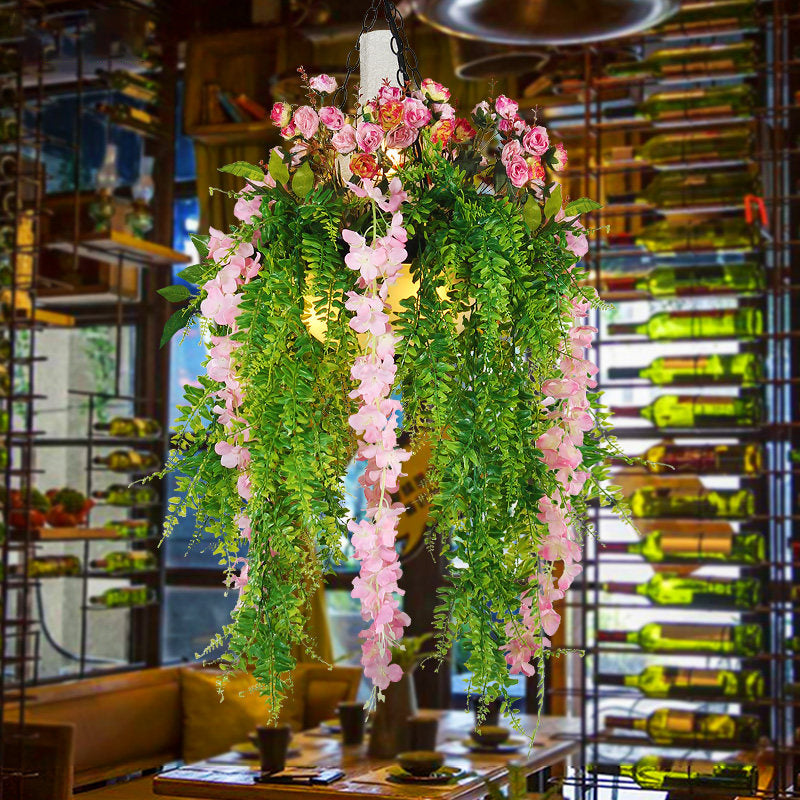 Plafond de l'usine industrielle Lumière pendente 1 Fon de tête Éclairage en suspension en rose / vert pour restaurant