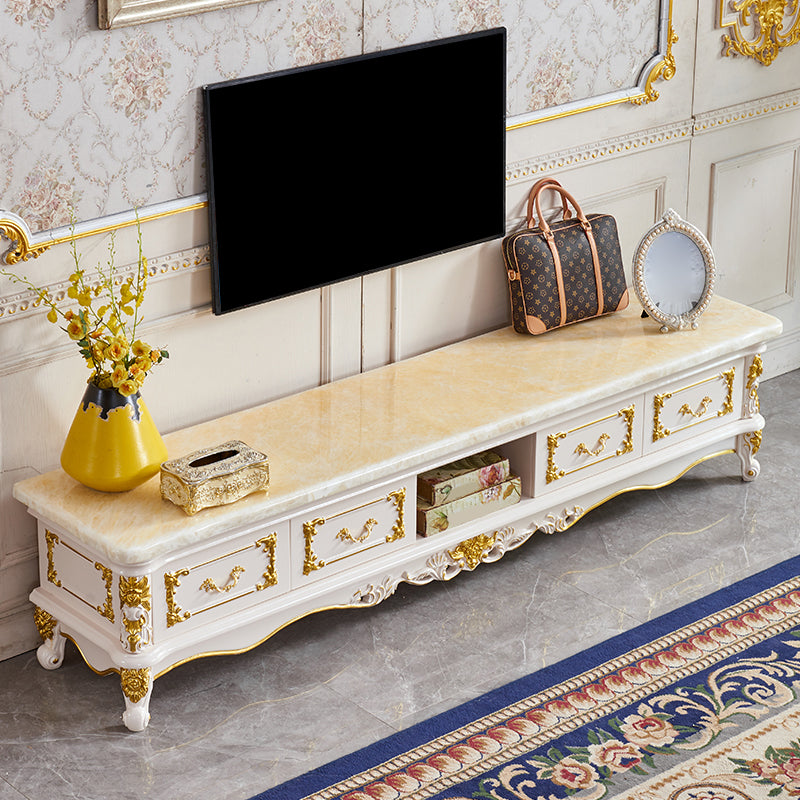 Glam TV Media Stand Open Storage TV Media Console with Drawers