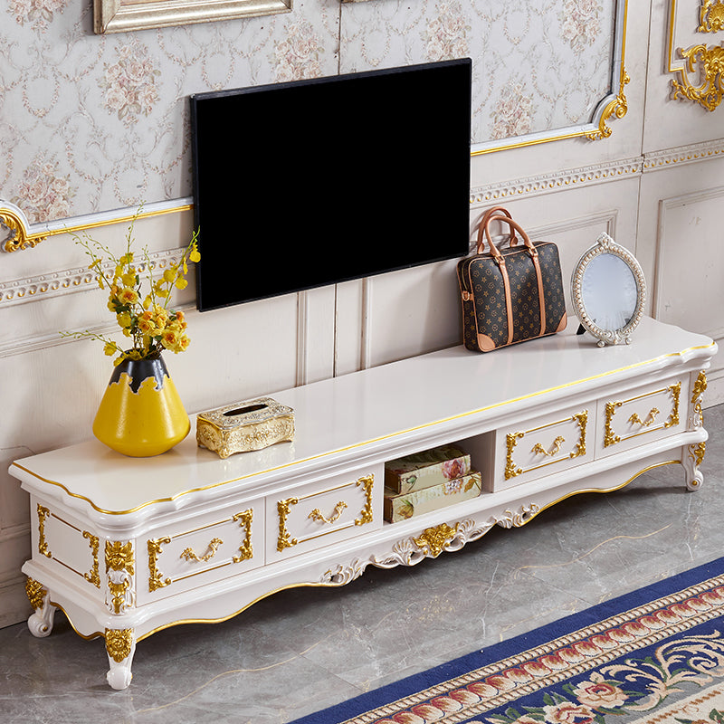 Glam TV Media Stand Open Storage TV Media Console with Drawers