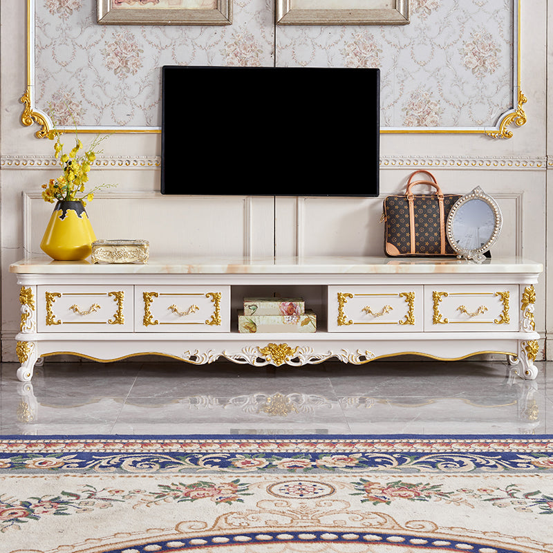 Glam TV Media Stand Open Storage TV Media Console with Drawers