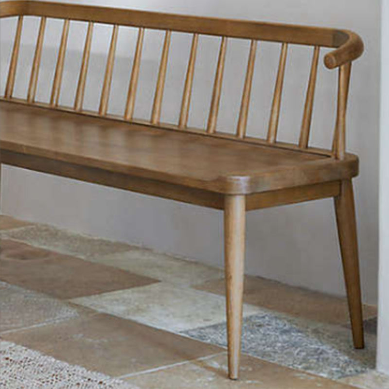 Contemporary Solid Wood Bench Backrest Seating Bench with 4 Legs