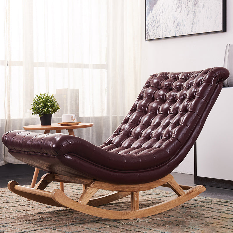 Indoor Leisure Chaise Chair Modern Wooden Upholstered Rocking Chair