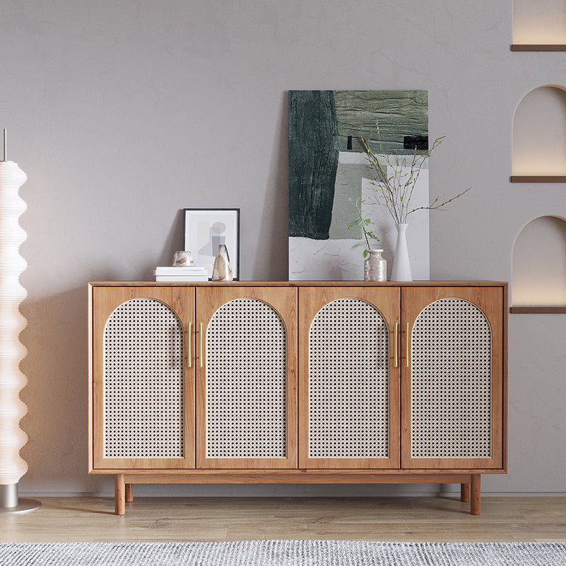 Contemporary Brown Sideboard Solid Wood Server Table for Dining Room