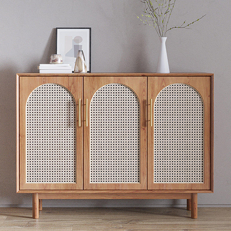 Contemporary Brown Sideboard Solid Wood Server Table for Dining Room