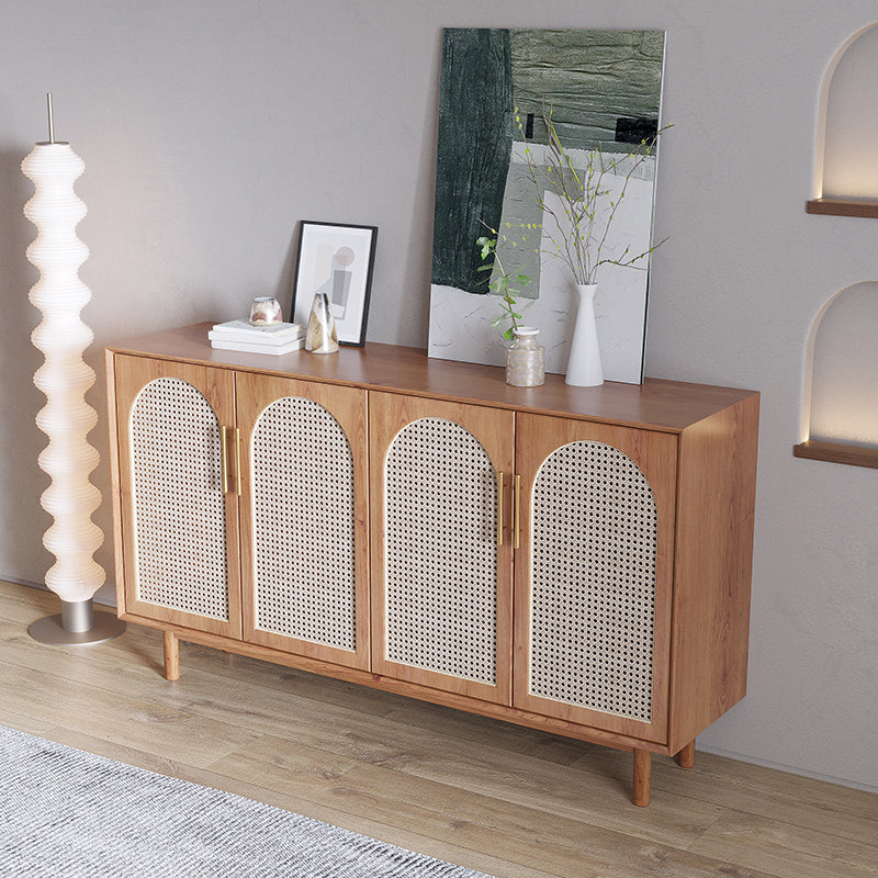 Contemporary Brown Sideboard Solid Wood Server Table for Dining Room