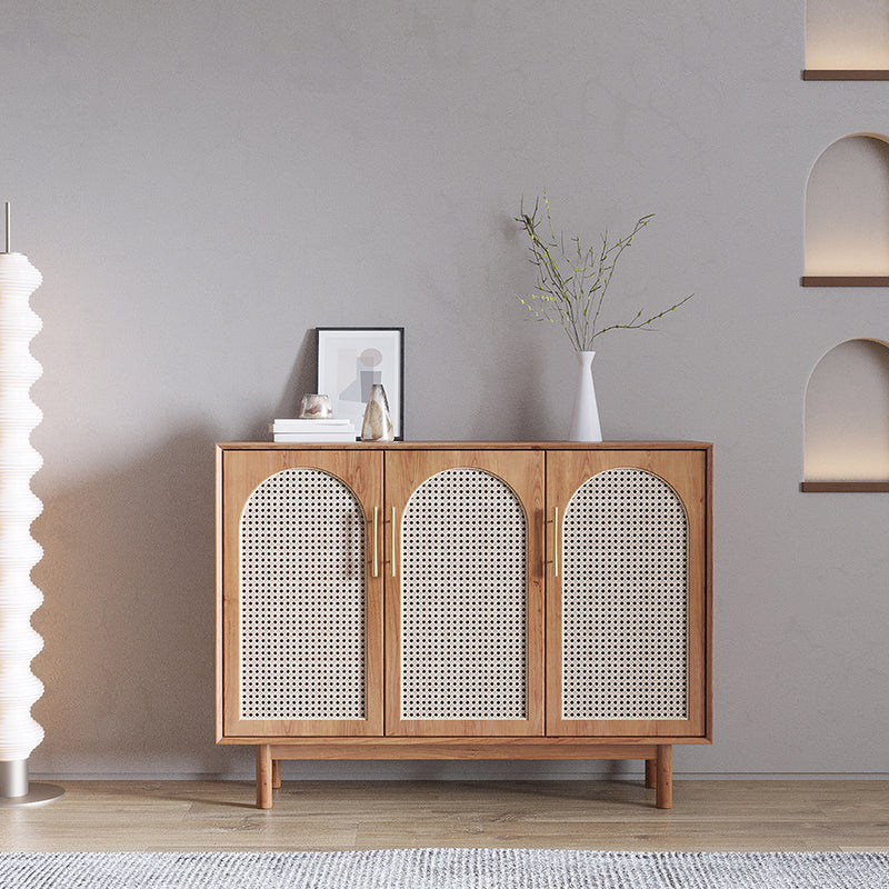 Contemporary Brown Sideboard Solid Wood Server Table for Dining Room