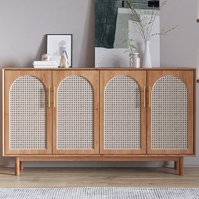 Contemporary Brown Sideboard Solid Wood Server Table for Dining Room