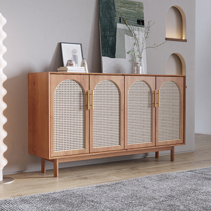 Contemporary Brown Sideboard Solid Wood Server Table for Dining Room