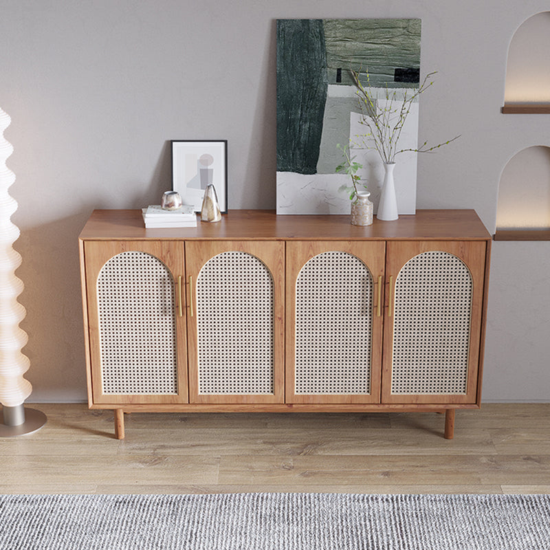 Contemporary Brown Sideboard Solid Wood Server Table for Dining Room