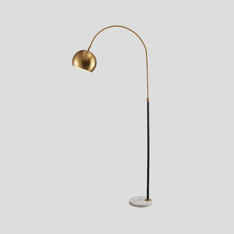 Metal Domed Floor Standing Lamp Post-Modern 1 Head Overarching Stand Up Lamp in Black/Brass