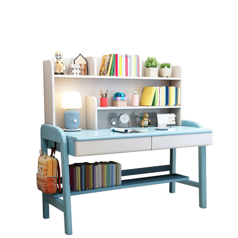 Solid Wood Kids Desk Writing Desk with Bookshelf Child Desk 23.6"W