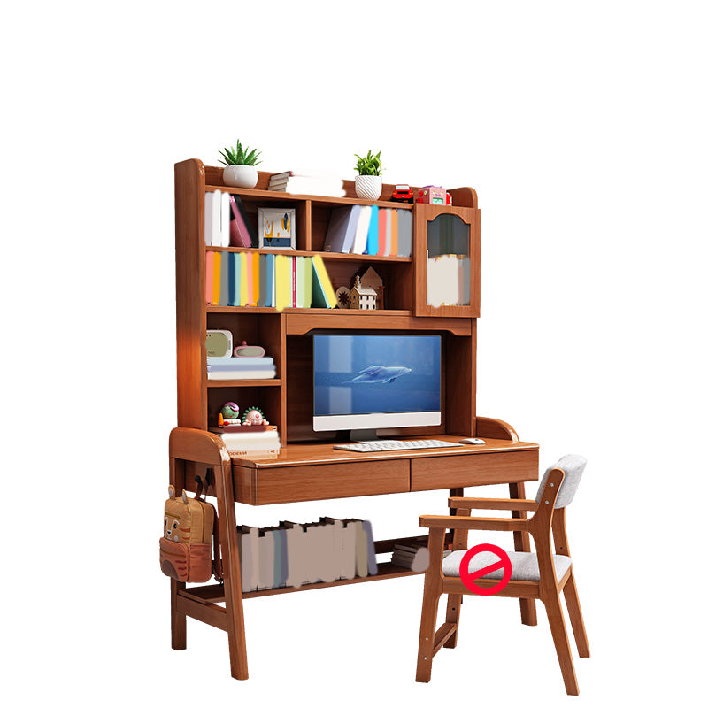 Adjustable Desk Kids Desk 23.6" Width Solid Wood Desk with Bookshelf