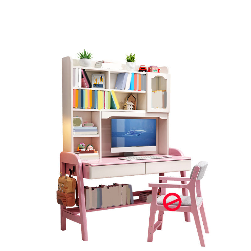 Adjustable Desk Kids Desk 23.6" Width Solid Wood Desk with Bookshelf