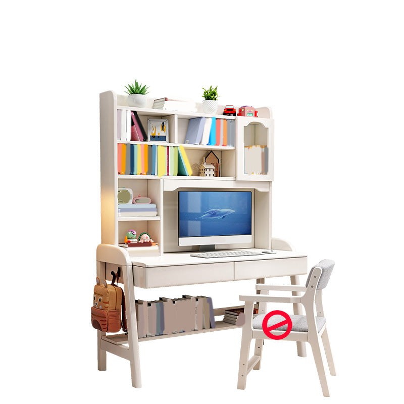 Adjustable Desk Kids Desk 23.6" Width Solid Wood Desk with Bookshelf