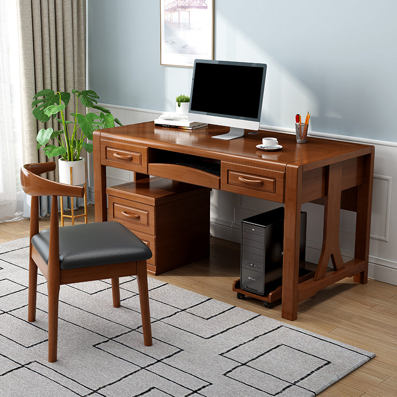 Contemporary Rubber Wood Office Desk Rectangular Writing Desk for Home