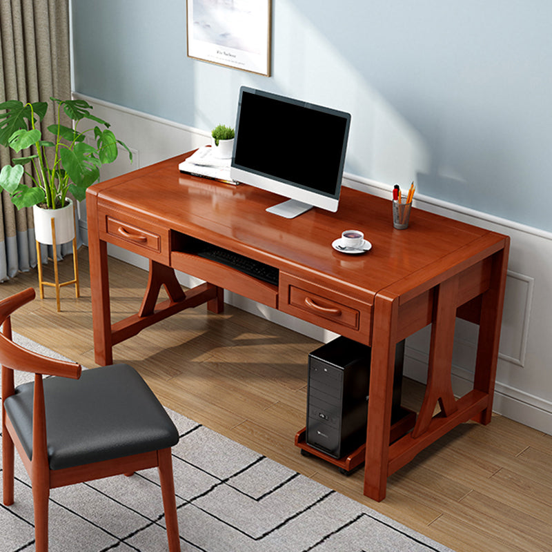 Contemporary Rubber Wood Office Desk Rectangular Writing Desk for Home