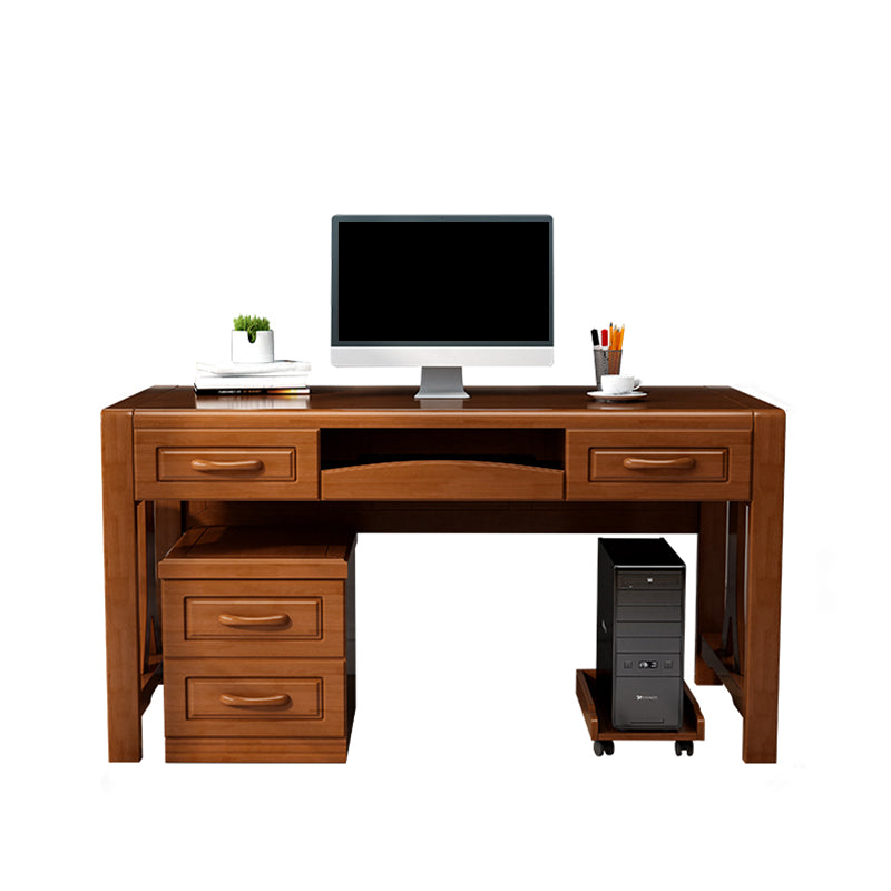 Contemporary Rubber Wood Office Desk Rectangular Writing Desk for Home