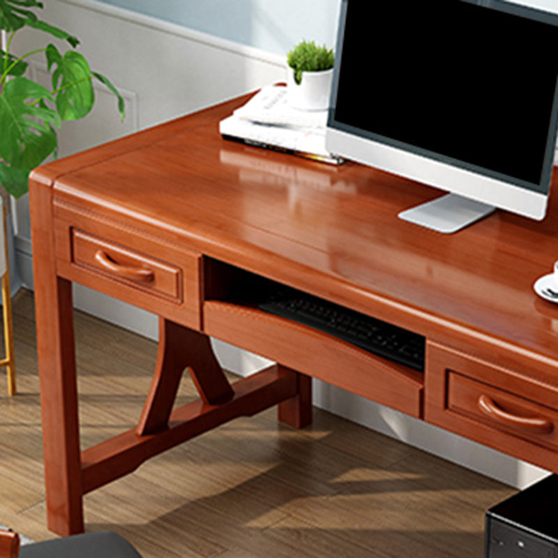 Contemporary Rubber Wood Office Desk Rectangular Writing Desk for Home