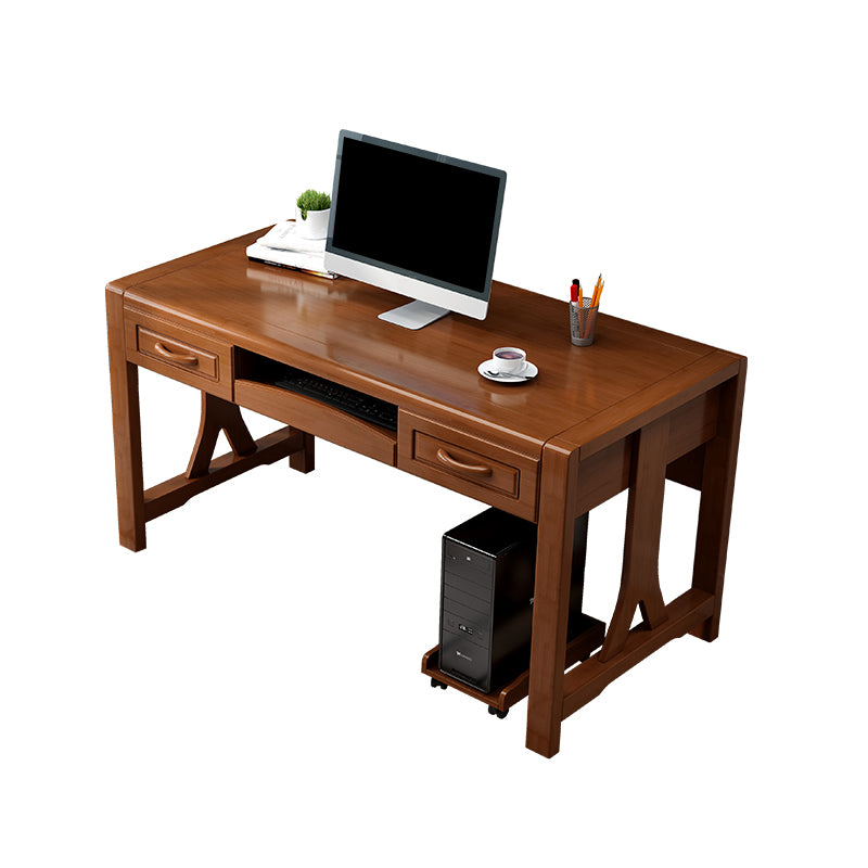 Contemporary Rubber Wood Office Desk Rectangular Writing Desk for Home