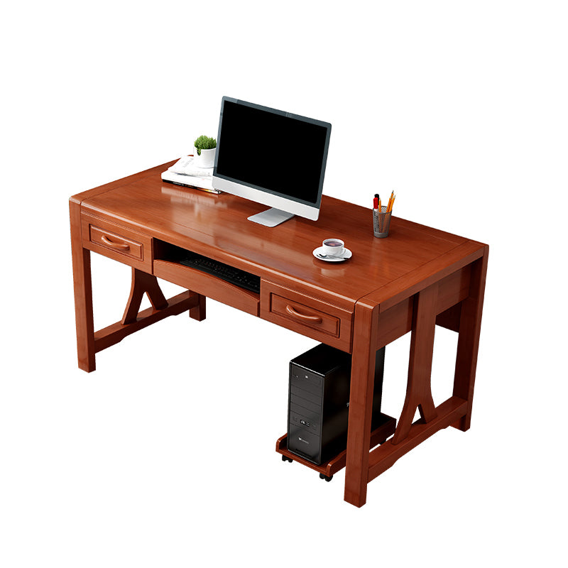 Contemporary Rubber Wood Office Desk Rectangular Writing Desk for Home