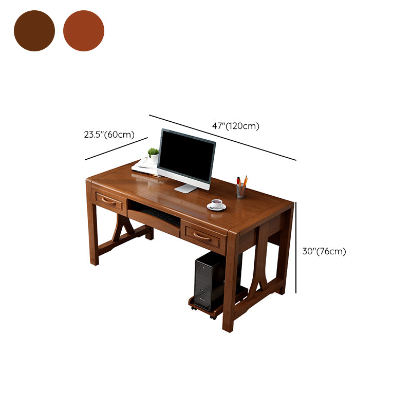 Contemporary Rubber Wood Office Desk Rectangular Writing Desk for Home