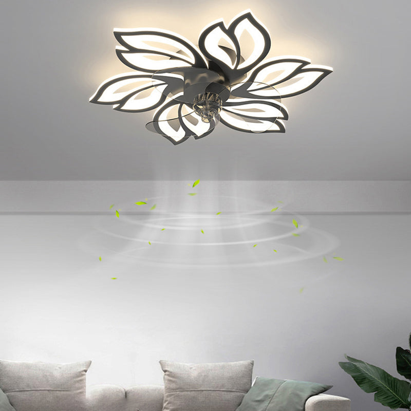 Geometric Shape Metal Ceiling Fans Modern Style Multi Lights Flush Ceiling Fan