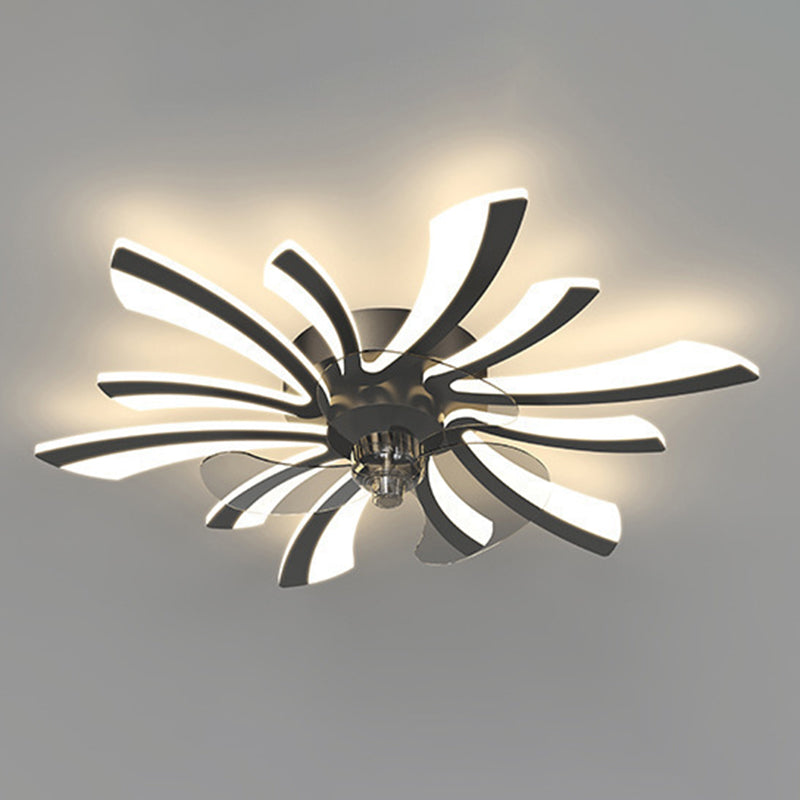 Geometric Shape Metal Ceiling Fans Modern Style Multi Lights Flush Ceiling Fan