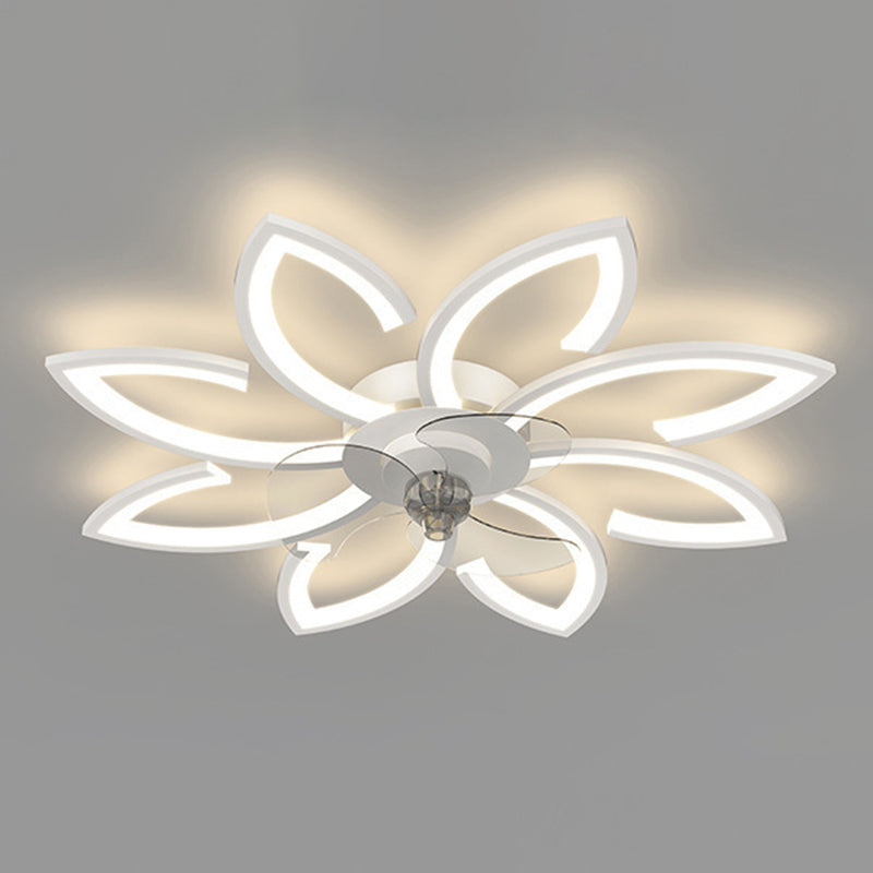 Geometric Shape Metal Ceiling Fans Modern Style Multi Lights Flush Ceiling Fan