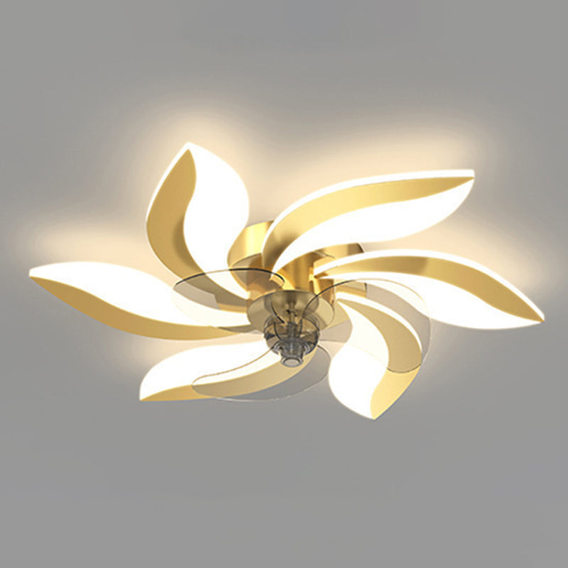 Geometric Shape Metal Ceiling Fans Modern Style Multi Lights Flush Ceiling Fan