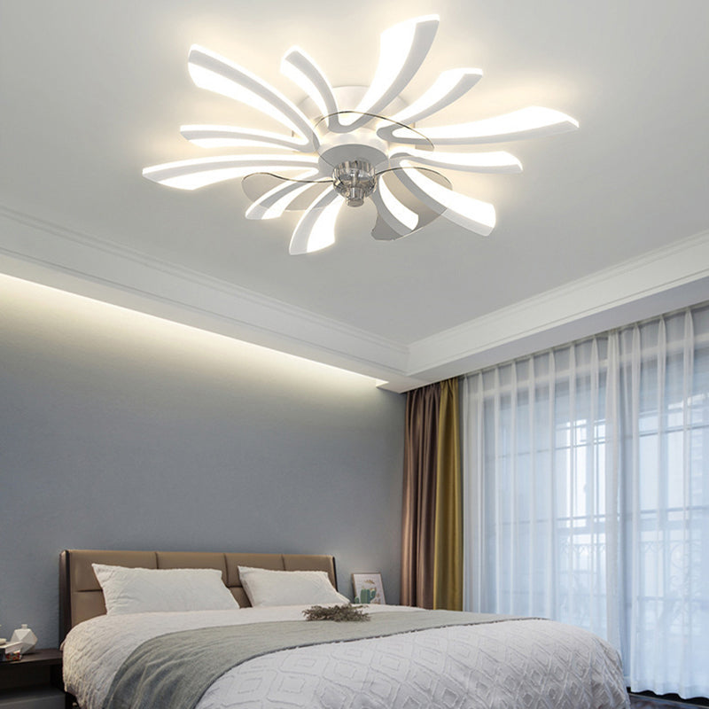 Geometric Shape Metal Ceiling Fans Modern Style Multi Lights Flush Ceiling Fan