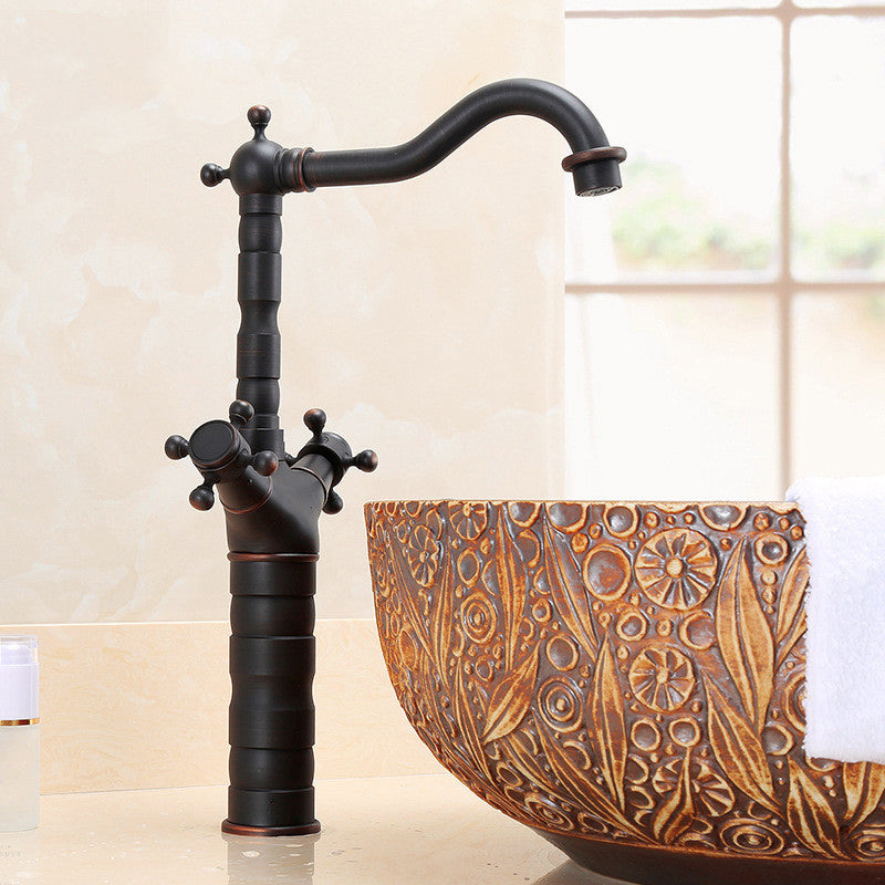 Industrial Wide Spread Bathroom Faucet Cross Handles Lavatory Faucet