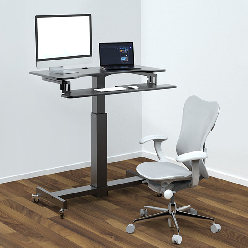 Rectangular Shaped Mobile Laptop Table Wood Writing Desk in Black/White