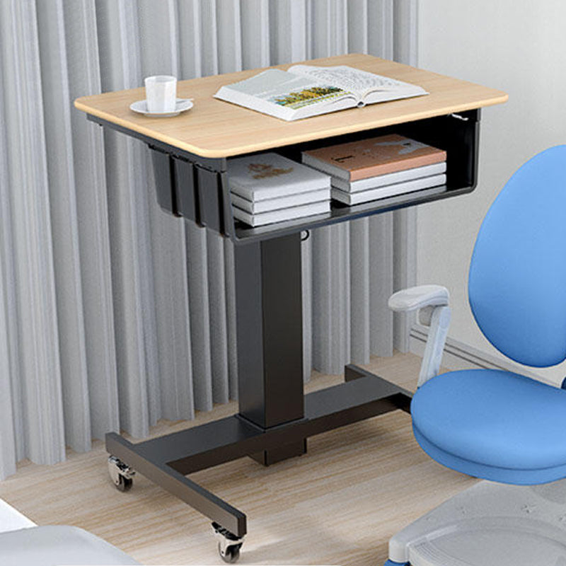 Rectangular Shaped Mobile Laptop Table Wood Writing Desk in Black/White