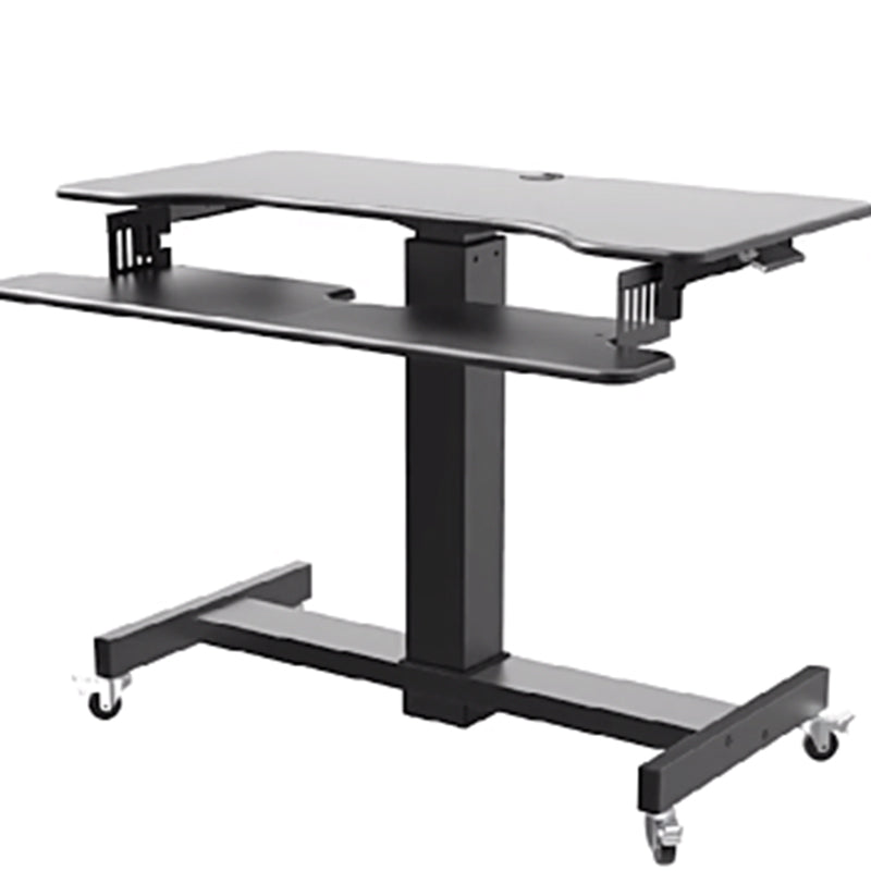 Rectangular Shaped Mobile Laptop Table Wood Writing Desk in Black/White