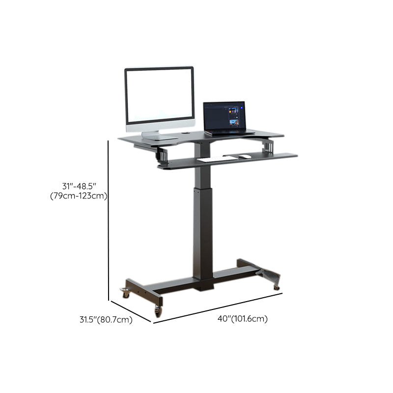 Rectangular Shaped Mobile Laptop Table Wood Writing Desk in Black/White