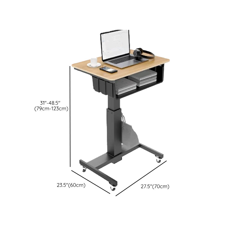 Rectangular Shaped Mobile Laptop Table Wood Writing Desk in Black/White