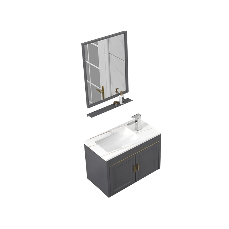 Glam Single Sink Vanity Wall Mount Metal Base Rectangular Bath Vanity