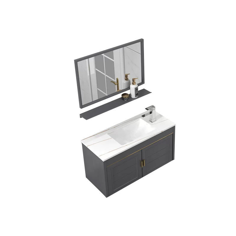 Glam Single Sink Vanity Wall Mount Metal Base Rectangular Bath Vanity